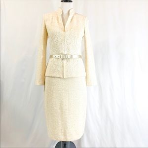St. John Collection Two Piece Skirt Suit with Lace